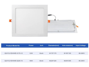 Echipamente de constructii Unused 40 x LED Panel Recessed 18W - LED SMD - Square 3000K (warm white) - 1440 Lumens - AC220-240V - Lifetime: 30.000 hours -Driver included - Dimensions: 225mm x225mm x 28mm -Mounting size: 200mm -R: Foto 4