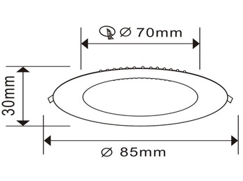 Echipamente de constructii Unused LED Panel Recessed 5W - LED SMD - Round - 3000K (warm white) - 400 Lumens - AC220-240V - IP20 - Lifetime: 30,000 hours - Driver included - Dimensions: 85mm x 20mm - Mounting diameter: 70mm - Be: Foto 3