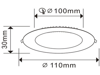 Echipamente de constructii Unused LED Panel - Round - 8W Recessed 3000K (warm white) - 640Lumens - IP20 - AC110-240V - Lifetime: 30,000 hours - LED SMD - LED Driver included - Dimensions: 110mm x 30mm - Mounting diameter: 100mm: Foto 4