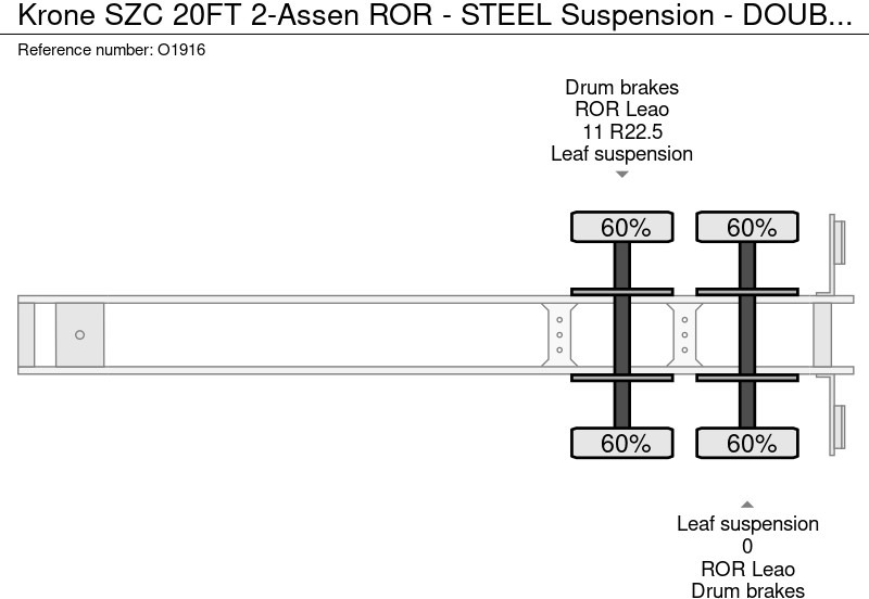 Semiremorcă transport containere/ Swap body Krone SZC 20FT 2-Assen ROR - STEEL Suspension - DOUBLE tires - DrumBrakes (O1916): Foto 20