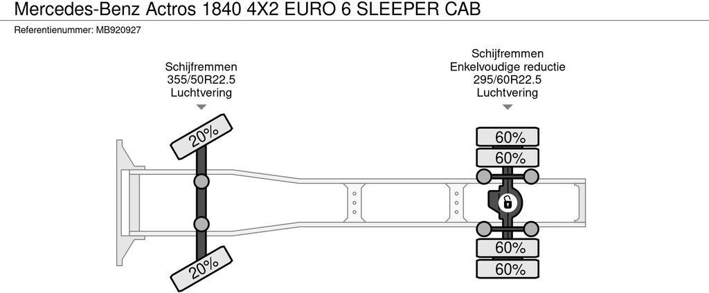 Cap tractor Mercedes-Benz Actros 1840 4X2 EURO 6 SLEEPER CAB: Foto 14